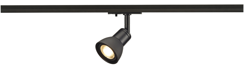 143450-SLV puria, spot voor 1-fase 230v stroomrail, qpar51, mat zwart, zwart gesatineerde puria spot, zwart, gu10, max. 50 w, incl. 1-fase adapter, met mat-zwarte glas SLV_143450_1_RGB.jpg